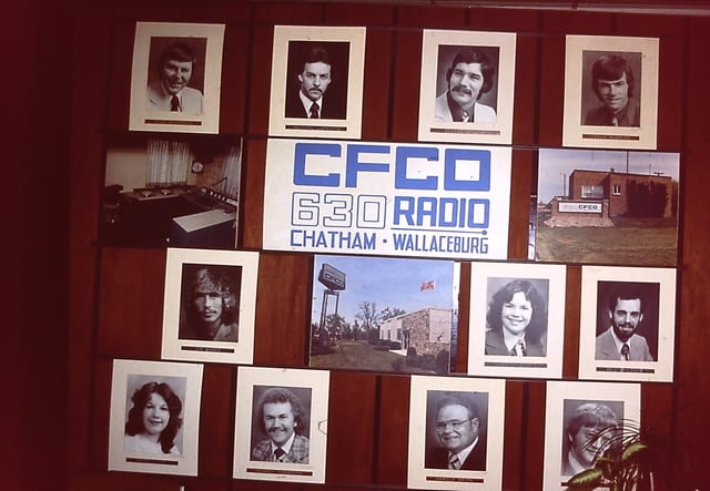 The staff photo board around the CFCO 630 Radio logo