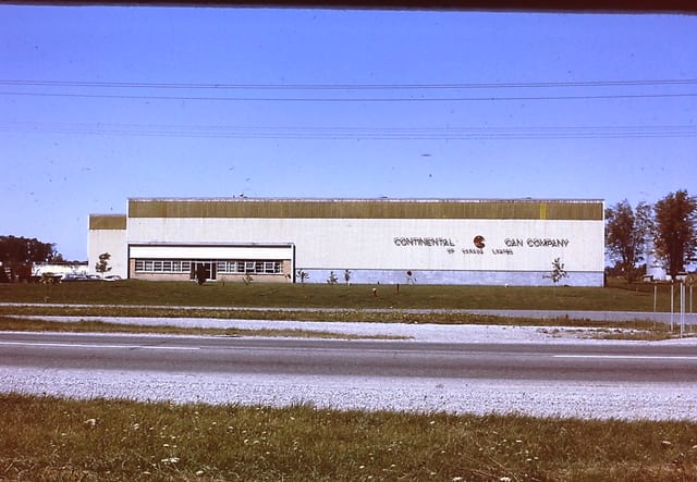 The long white Continental Can Company plant